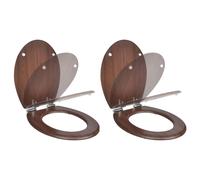 Sièges de toilette avec couvercles 2 pcs MDF Marron Marron G