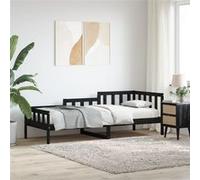 vidaXL Lit de Jour, Canapé-lit avec Rangement, Lit d'Invité, Meuble de Salon Salle de Séjour Chambre, Moderne, Noir 90x190 cm Bois de Pin Massif
