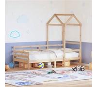 vidaXL Slaapbank met huisje 90x200 cm massief grenenhout3282202 Marron G