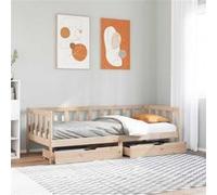 Vidaxl Lit De Jour Avec Tiroirs 80x200 Cm Bois De Pin Massif Marron