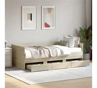 vidaXL Lit de jour canapé‑lit avec tiroirs rangement moderne Chêne Sonoma 100x200 cm
