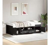 vidaXL Lit de Jour avec Tiroirs, Canapé-lit, Lit de Repos, Meuble de Salon Chambre à Coucher, Moderne, Noir 75x190 cm Bois 3280259