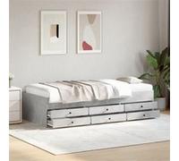 Vidaxl Lit De Jour Avec Tiroirs Sans Matelas Gris Béton 90x200 Cm Multicolore