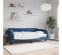 vidaXL Lit de jour avec matelas bleu 100x200 cm velours