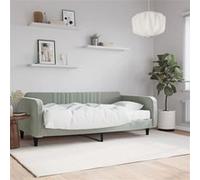 Vidaxl Lit De Jour Avec Matelas Gris Clair 100x200 Cm Velours Gris