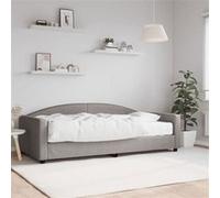 Vidaxl Lit De Jour Avec Matelas Taupe 100x200 Cm Tissu Gris