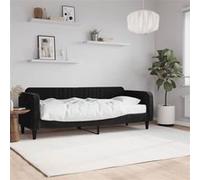 vidaXL Lit de jour avec matelas noir 80x200 cm velours, canapé-lit, canapé-lit de repos, lit de repos rembourré, lit d'appoint, canapé-lit confortable Noir