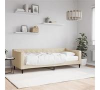 Slaapbank met matras 80x200 cm stof crÃmekleurig3197407