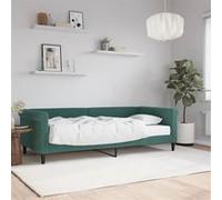 Vidaxl Lit De Jour Avec Matelas Vert Foncé 90x200 Cm Velours Vert