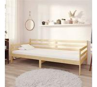 Bois de Pin Massif Lit avec Matelas 90x200 cm Gris Canapé-lit Simple vidaXL