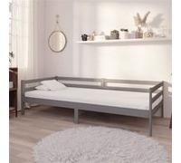 Bois de Pin Massif Lit avec Matelas 90x200 cm Gris Simple Lit d'Invité vidaXL