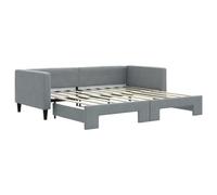 vidaXL Slaapbank met onderschuifbed 100x190 cm stof lichtgrijs