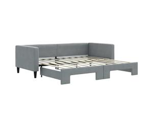 vidaXL Slaapbank met onderschuifbed 100x190 cm stof lichtgrijs