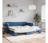 vidaXL Slaapbank met onderschuifbed 100x200 cm fluweel blauw3197069 Bleu G