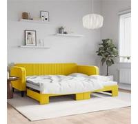 vidaXL Slaapbank met onderschuifbed 100x200 cm fluweel geel3197075 Jaune G