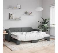 Vidaxl Lit De Jour Avec Gigogne Sans Matelas Gris Foncé 100x200 Cm Gris