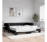 vidaXL Lit de jour avec lit gigogne noir 100x200 cm tissu 3196585