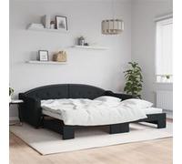 vidaXL Slaapbank met onderschuifbed 100x200 cm stof zwart3197537 Noir G