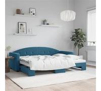 vidaXL Lit de jour avec lit gigogne – Canapé‑lit moderne, velours bleu 80×200 cm