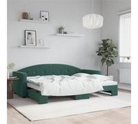 vidaXL Lit de jour avec gigogne sans matelas vert foncé 80x200 cm