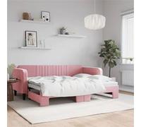 vidaXL Slaapbank met onderschuifbed 80x200 cm fluweel roze3197059 Rose G
