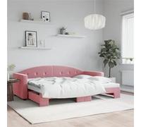 vidaXL Slaapbank met onderschuifbed 80x200 cm fluweel roze3197297 Rose G