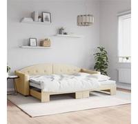 Vidaxl Lit De Jour Avec Lit Gigogne Crème 80x200 Cm Tissu