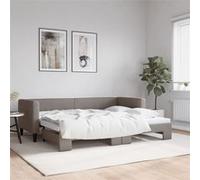 Lit de jour avec lit gigogne taupe 80x200 cm tissu, canapé-lit, canapé-lit confortable, lit de jour gigogne, lit d'appoint
