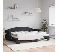 vidaXL Slaapbank met onderschuifbed 80x200 cm stof zwart3197185 Noir G