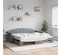 Vidaxl Lit De Jour Avec Gigogne Sans Matelas Gris Clair 90x200 Cm Gris