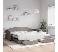 vidaXL Slaapbank met onderschuifbed en lades 100x200 cm stof taupe3197232 Taupe G