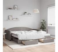 Vidaxl Lit De Jour Avec Gigogne Et Tiroirs Taupe 100x200 Cm Tissu Multicolore