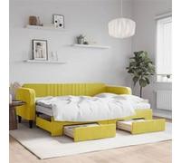 Vidaxl Lit De Jour Avec Gigogne Et Tiroirs Jaune 80x200 Cm Velours Multicolore