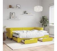 vidaXL Slaapbank met onderschuifbed en lades 80x200 cm fluweel geel3197841 Jaune G