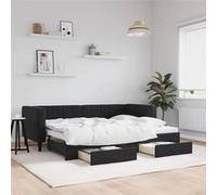 vidaXL Lit de jour avec gigogne et tiroirs noir 80x200 cm velours