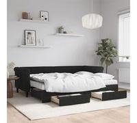 vidaXL Slaapbank met onderschuifbed en lades 80x200 cm fluweel zwart3197840 Noir G