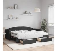 vidaXL Slaapbank met onderschuifbed en lades 80x200 cm stof zwart3197239 Noir G