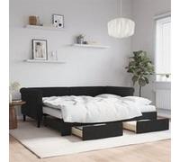 Vidaxl Lit De Jour Avec Gigogne Et Tiroirs Noir 90x190 Cm Velours Multicolore
