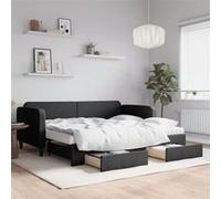 Vidaxl Lit De Jour Avec Gigogne Et Tiroirs Noir 90x190 Cm Tissu Multicolore
