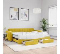 Vidaxl Lit De Jour Avec Gigogne Et Tiroirs Jaune 90x200 Cm Velours Multicolore