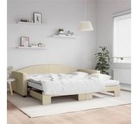 Vidaxl Lit De Jour Avec Gigogne Et Matelas Crème 100x200 Cm Tissu Multicolore