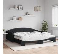 vidaXL Slaapbank met onderschuifbed en matrassen 100x200 cm stof zwart3197555 Noir G