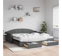 vidaXL Slaapbank onderschuifbed en lades 100x200 cm stof donkergrijs3197590 Gris G