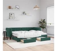 vidaXL Canapé-lit 3196758 – 80x200 cm velours vert foncé avec gigogne et tiroirs