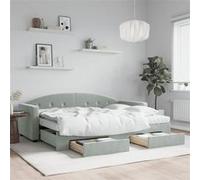 Vidaxl Lit De Jour Avec Gigogne Et Tiroirs Gris Clair 80x200cm Velours Multicolore