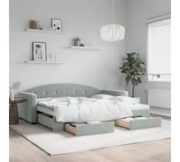 vidaXL Slaapbank onderschuifbed en lades 90x200 cm fluweel lichtgrijs3197349 Gris clair G