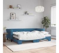 Vidaxl Lit De Jour Avec Lit Gigogne Et Matelas Bleu 80x200 Cm Velours Multicolore