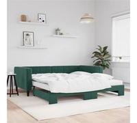 vidaXL Lit de jour et gigogne avec matelas 100x200 cm velours vert foncé