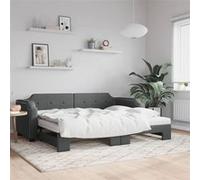 vidaXL Slaapbank onderschuifbed matrassen 90x190 cm stof donkergroen3197663 Gris G
