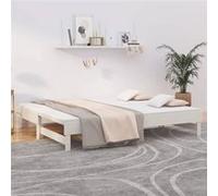 vidaXL Slaapbank uitschuifbaar 2x(100x200) cm massief grenenhout wit823375 Blanc G
